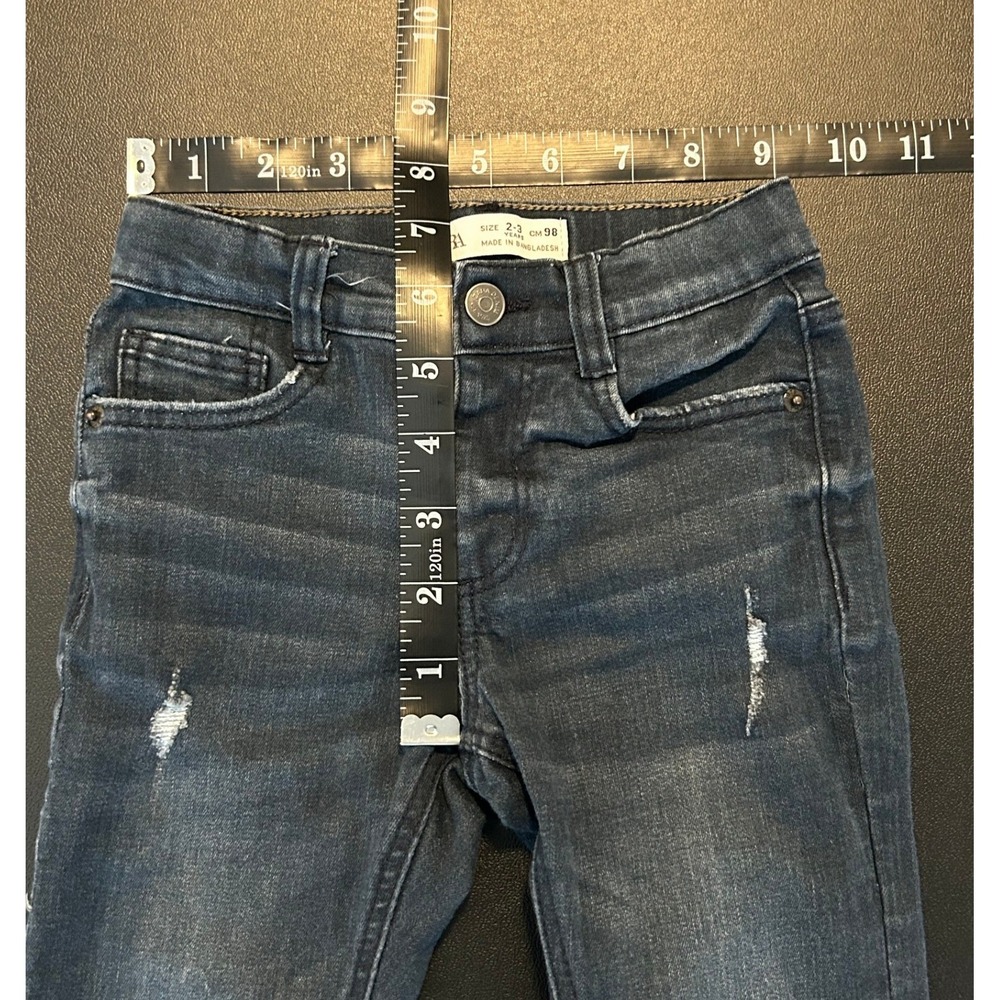 Zara Boys Distressed Dark Wash Denim Jeans Size 2-3 Years CM 98 Blue Pants 1578 - Picture 5 of 12
